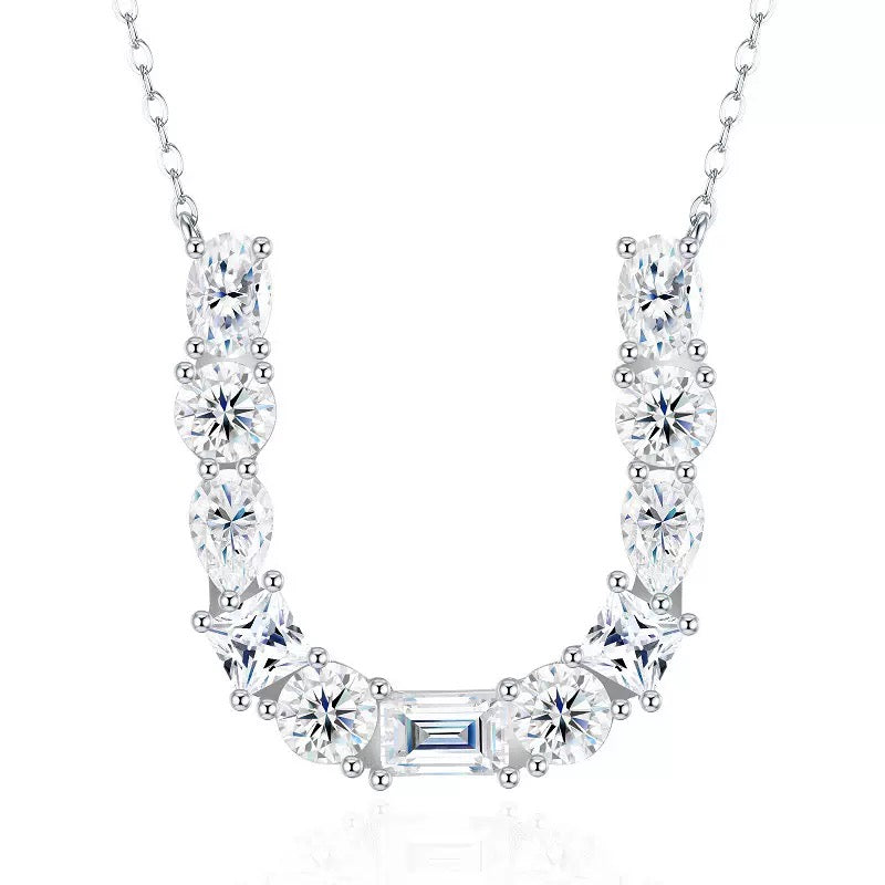 S925 Silver Moissanite Monogram Necklace, 26 Alphabet Pendant for Women