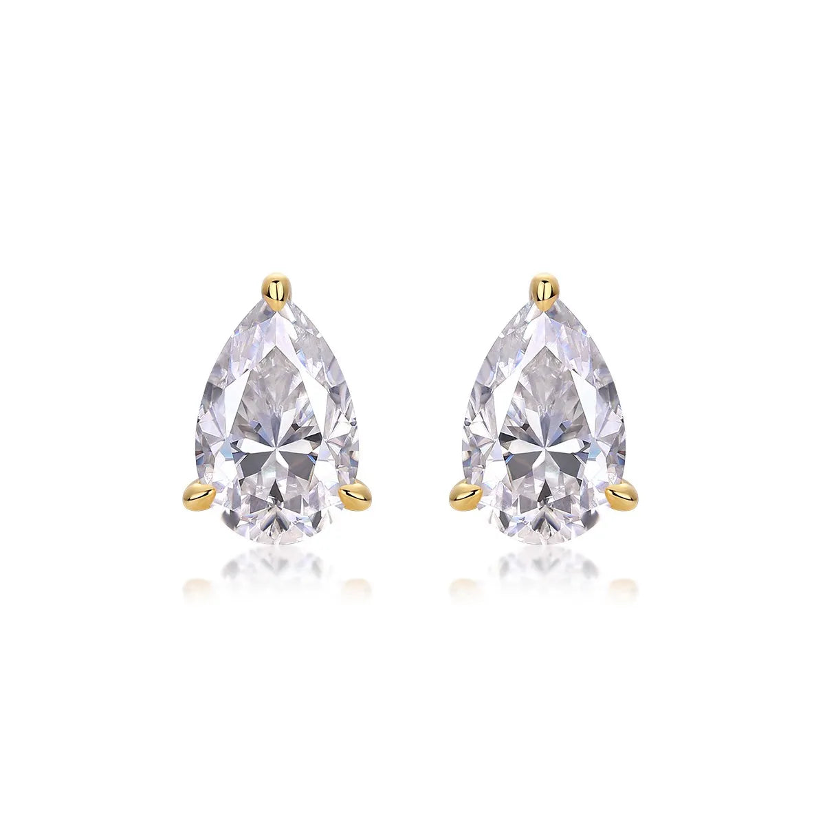 Sparkly Gold‑Toned S925 Sterling Silver Pear Shape Moissanite Stud Earrings Women Ear Jewelry