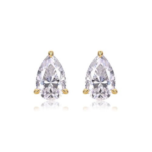 Sparkly Gold‑Toned S925 Sterling Silver Pear Shape Moissanite Stud Earrings Women Ear Jewelry
