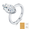 Women’s Marquise Moissanite Ring S925 Silver Halo Promise Wedding Ring