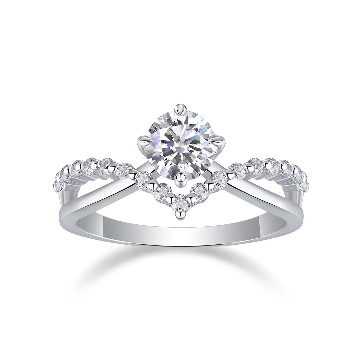 Elegant Bypass‑Style Moissanite Halo Ring S925 Sterling Silver Promise Ring