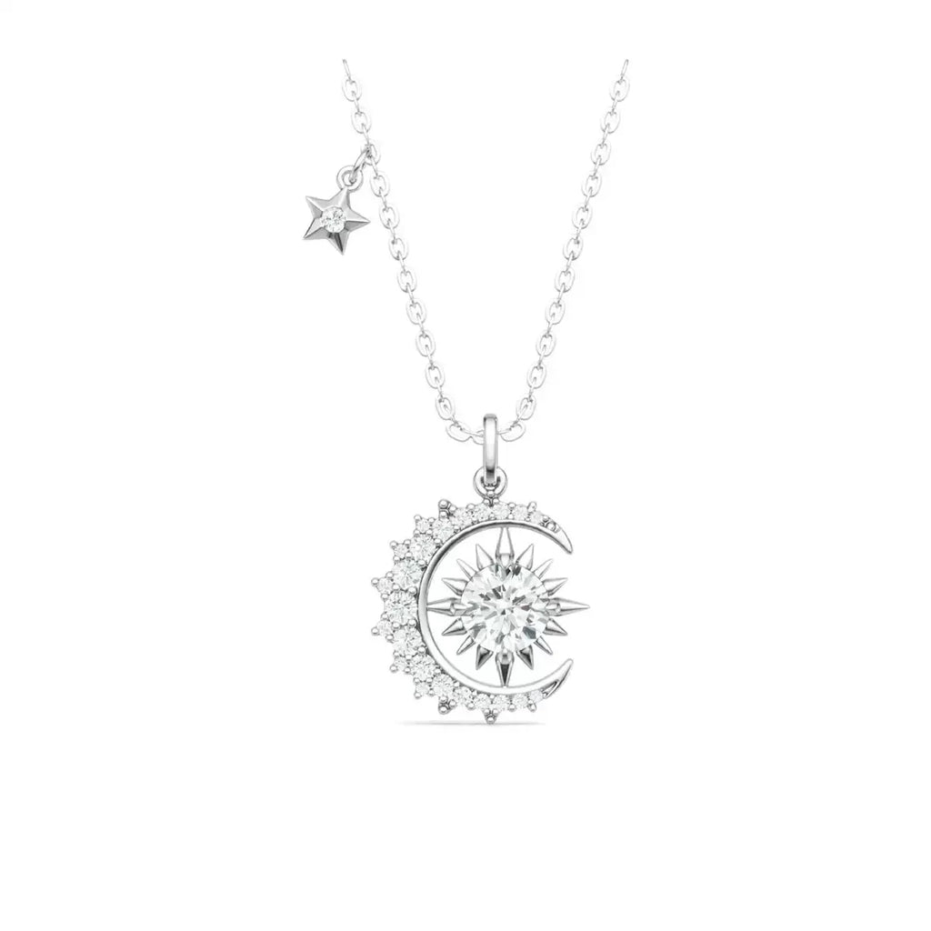 Elegant Sun Moon Star Moissanite Necklace S925 Silver Women’s Gift Jewelry