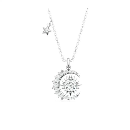 Elegant Sun Moon Star Moissanite Necklace S925 Silver Women’s Gift Jewelry