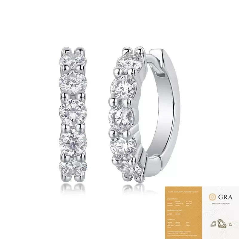 Pave‑Set Moissanite Huggie Hoop Earrings S925 Silver for Women