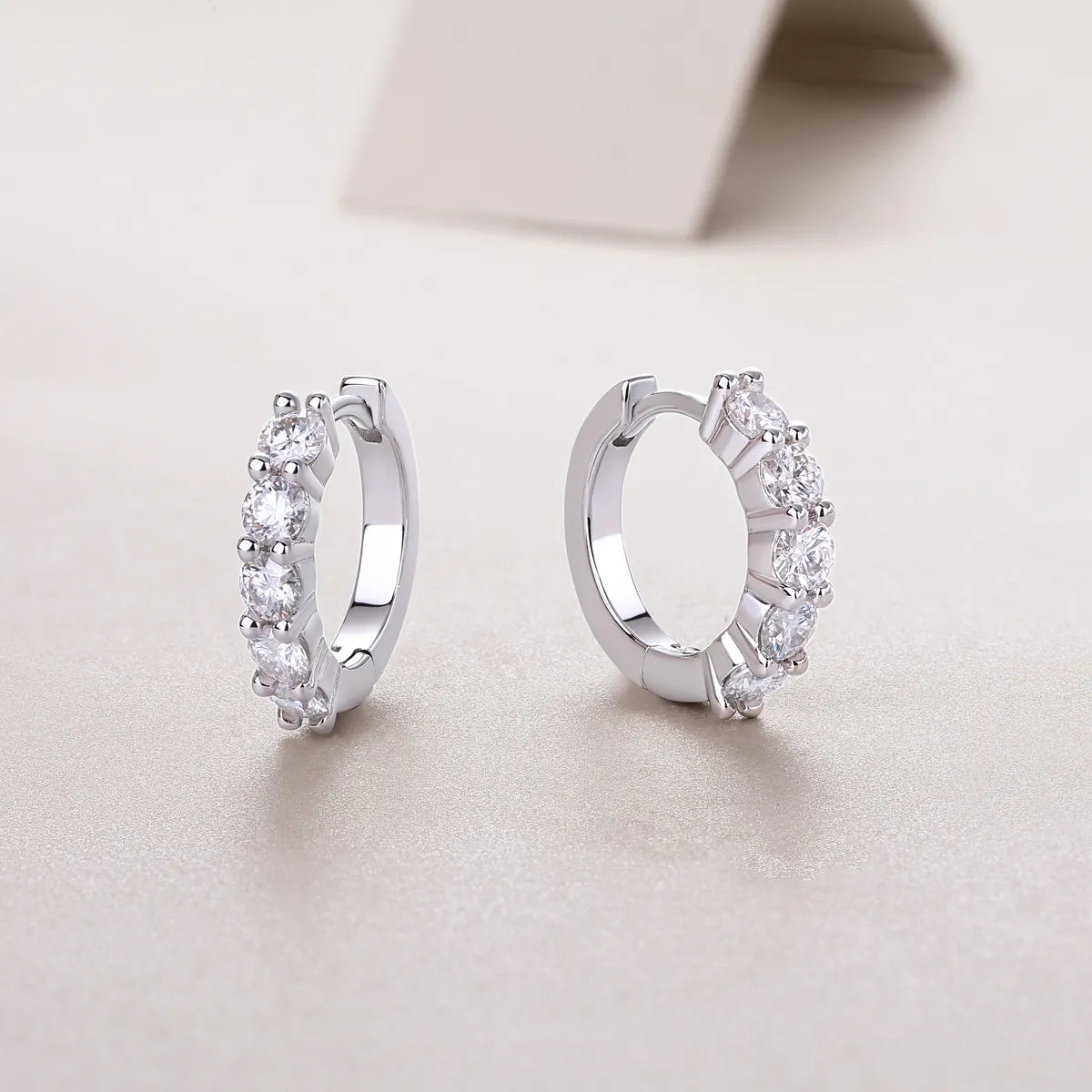 Pave‑Set Moissanite Huggie Hoop Earrings S925 Silver for Women