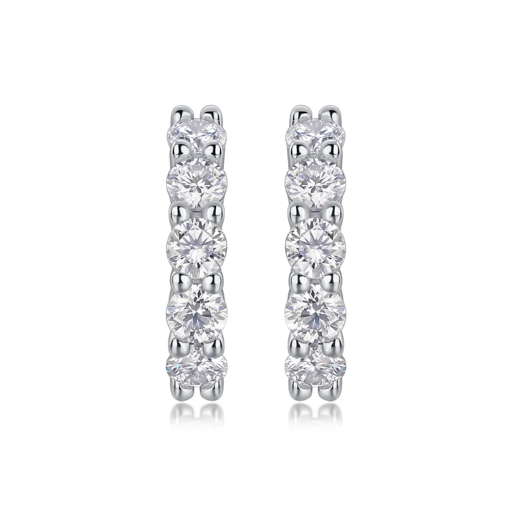 Pave‑Set Moissanite Huggie Hoop Earrings S925 Silver for Women