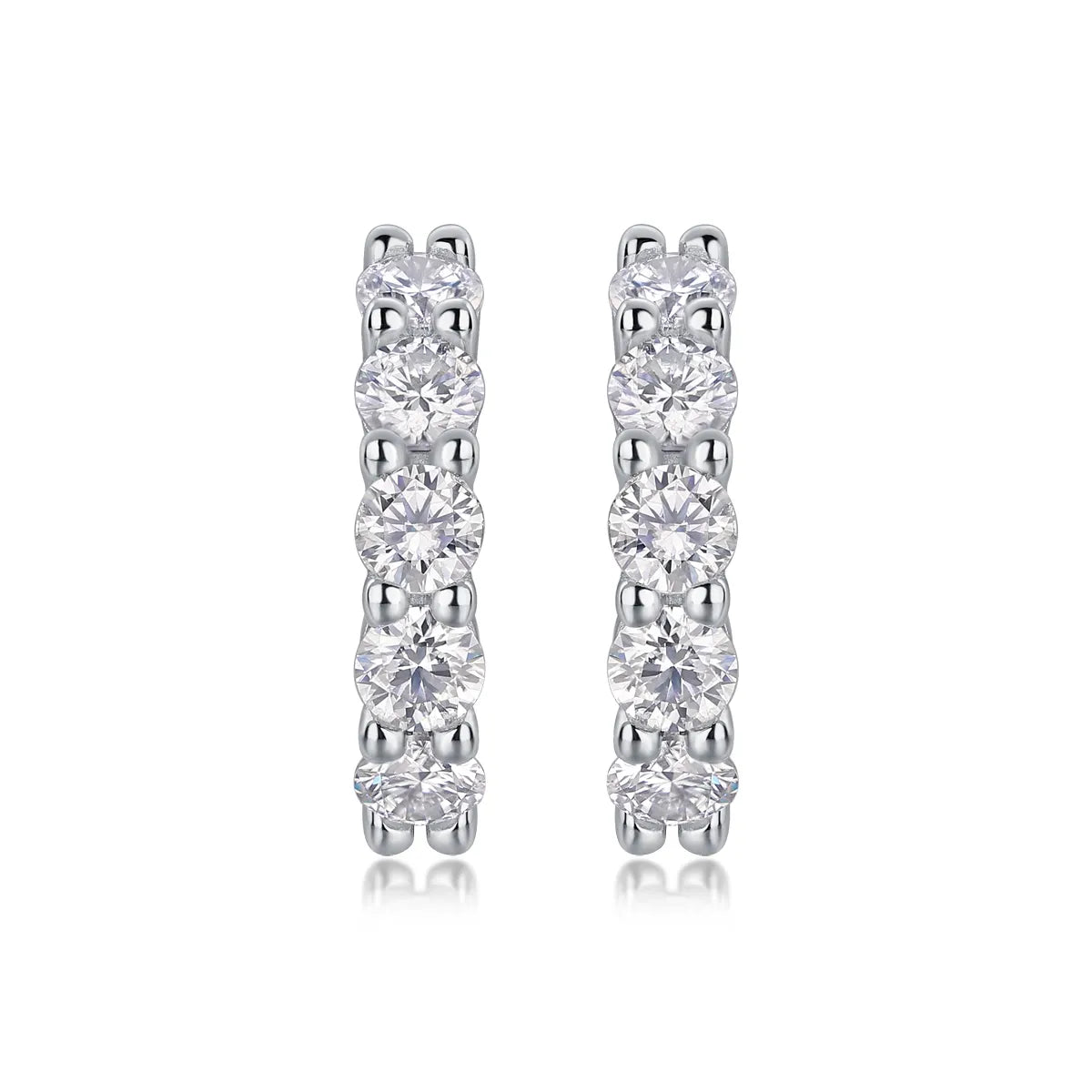 Pave‑Set Moissanite Huggie Hoop Earrings S925 Silver for Women