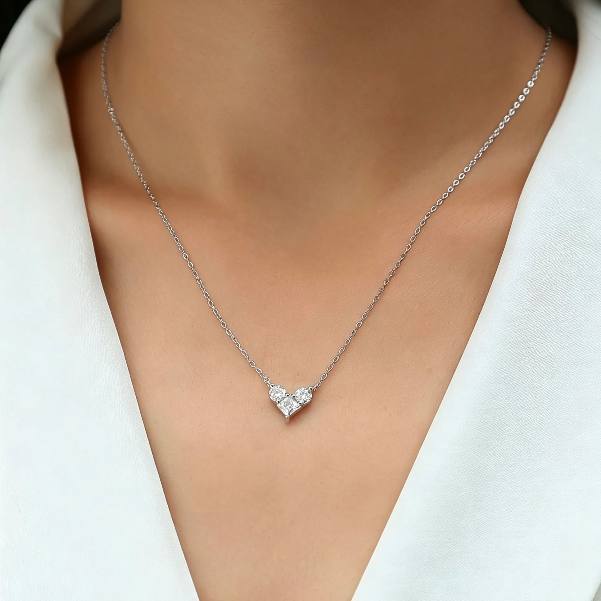 Heart Shape Moissanite Pendant Necklace S925 Sterling Silver for Women