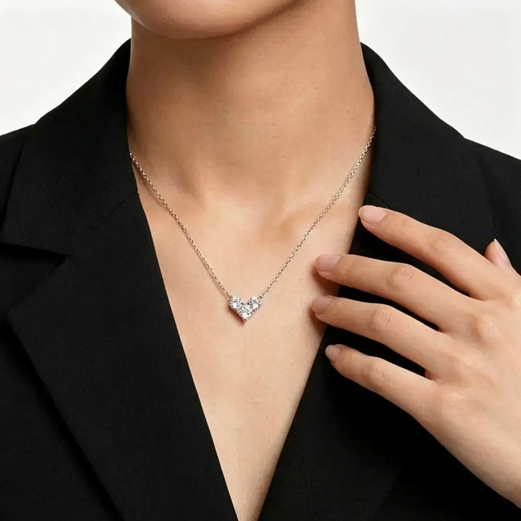 Heart Shape Moissanite Pendant Necklace S925 Sterling Silver for Women