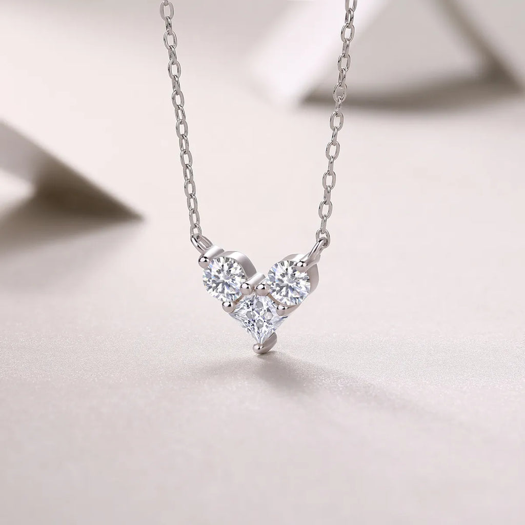 Heart Shape Moissanite Pendant Necklace S925 Sterling Silver for Women