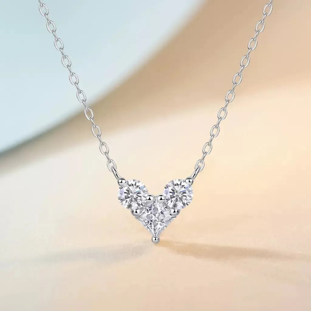Heart Shape Moissanite Pendant Necklace S925 Sterling Silver for Women