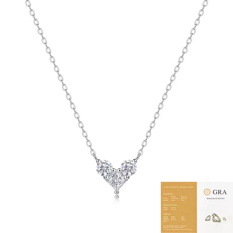 Heart Shape Moissanite Pendant Necklace S925 Sterling Silver for Women