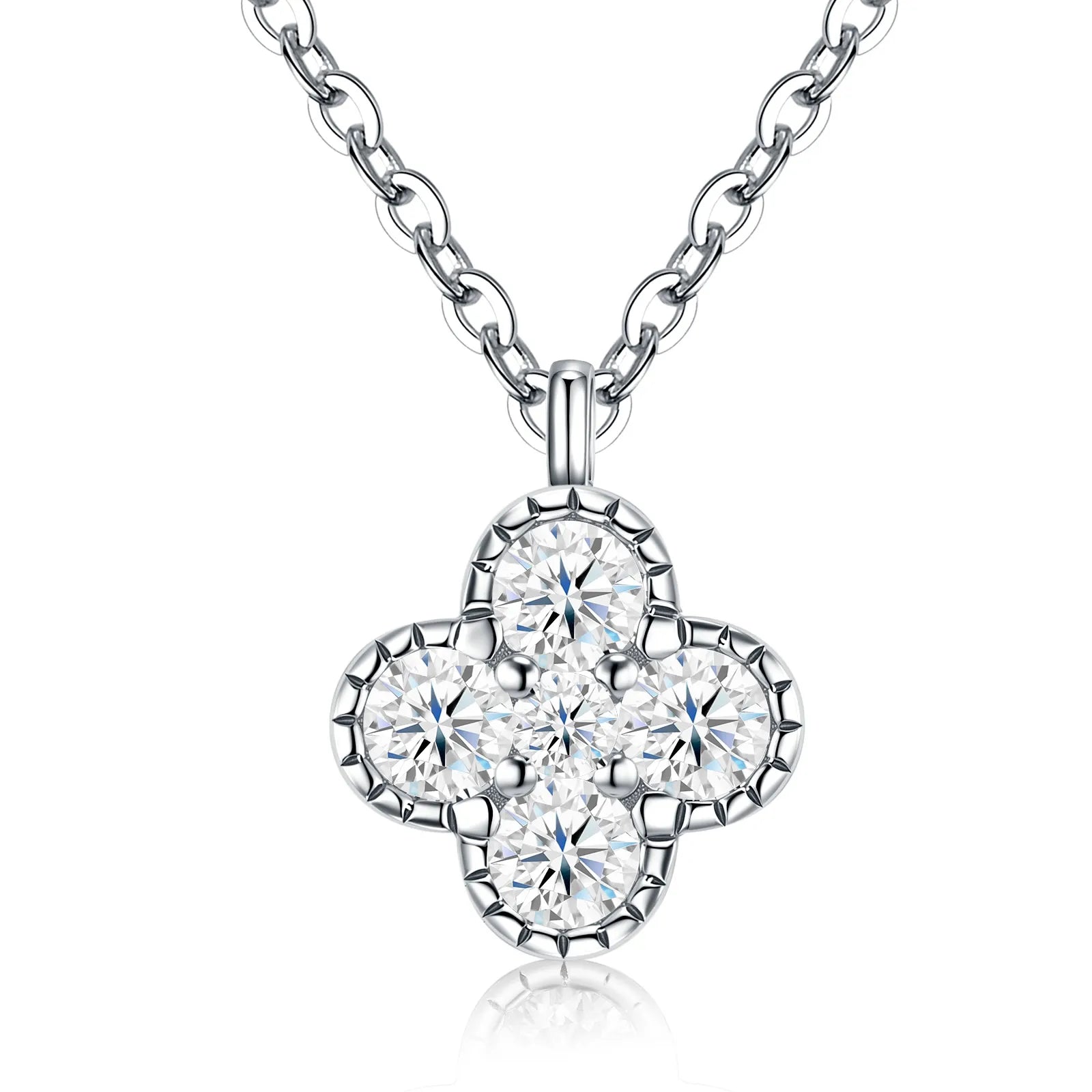 S925 Sterling Silver Four‑Leaf Clover Necklace for Women, Moissanite Pendant Necklace