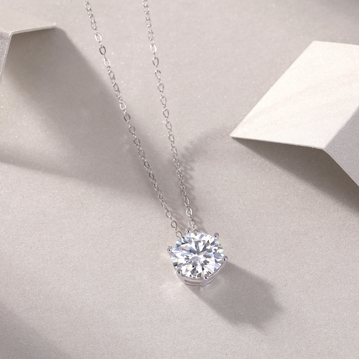 S925 Sterling Silver 6‑Prong Solitaire Necklace for Women, Moissanite Pendant Necklace