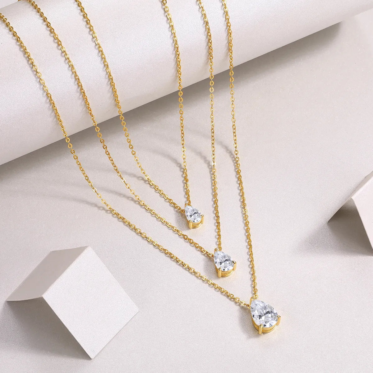 S925 Sterling Silver Pear‑Cut Moissanite Necklace for Women, Teardrop Pendant Necklace