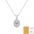 S925 Sterling Silver Oval Halo Moissanite Pendant Necklace, Hypoallergenic Jewelry Gift for Women
