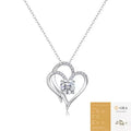 S925 Sterling Silver Double Heart Moissanite Pendant Necklace, Hypoallergenic Love Jewelry Gift for Women