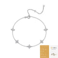 S925 Sterling Silver Four‑Leaf Clover Moissanite Bracelet for Women, Adjustable Station Bracelet