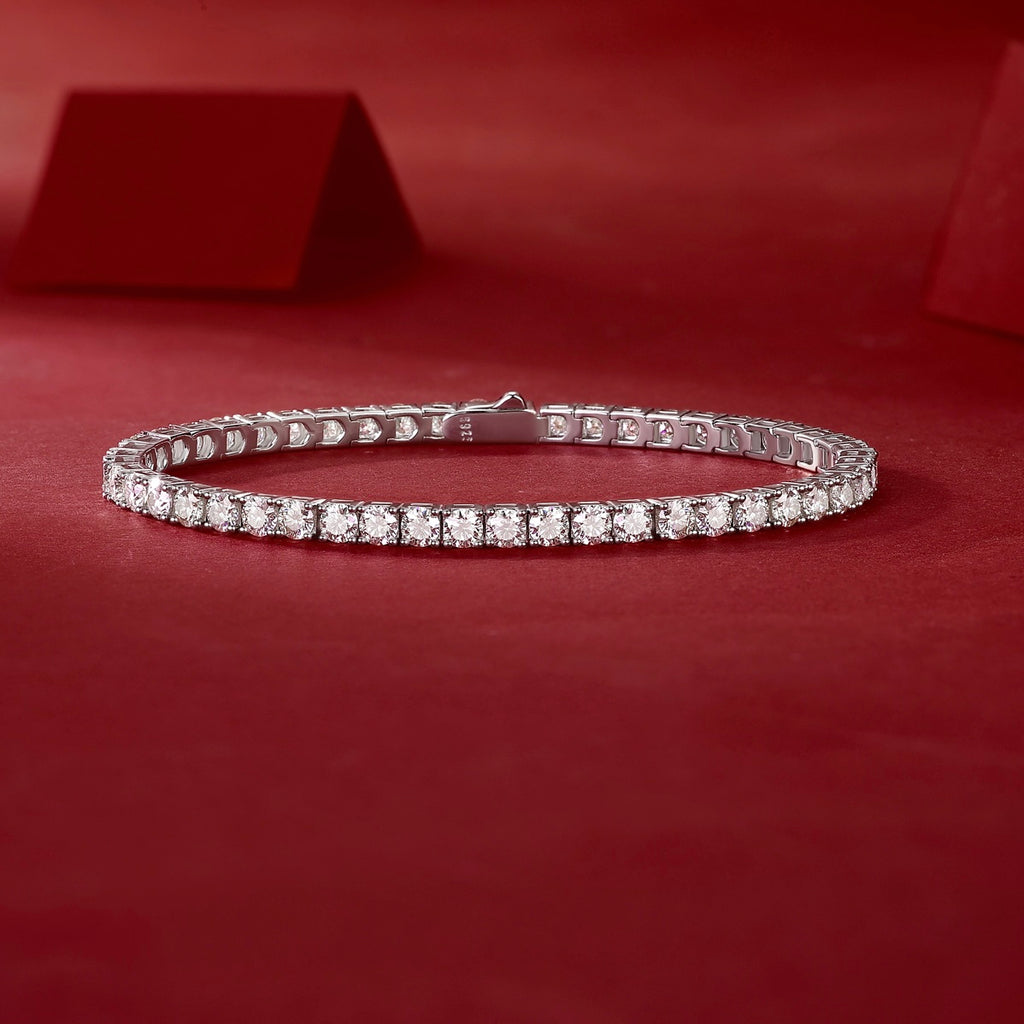 S925 Sterling Silver Baguette Cut Moissanite Tennis Bracelet for Women