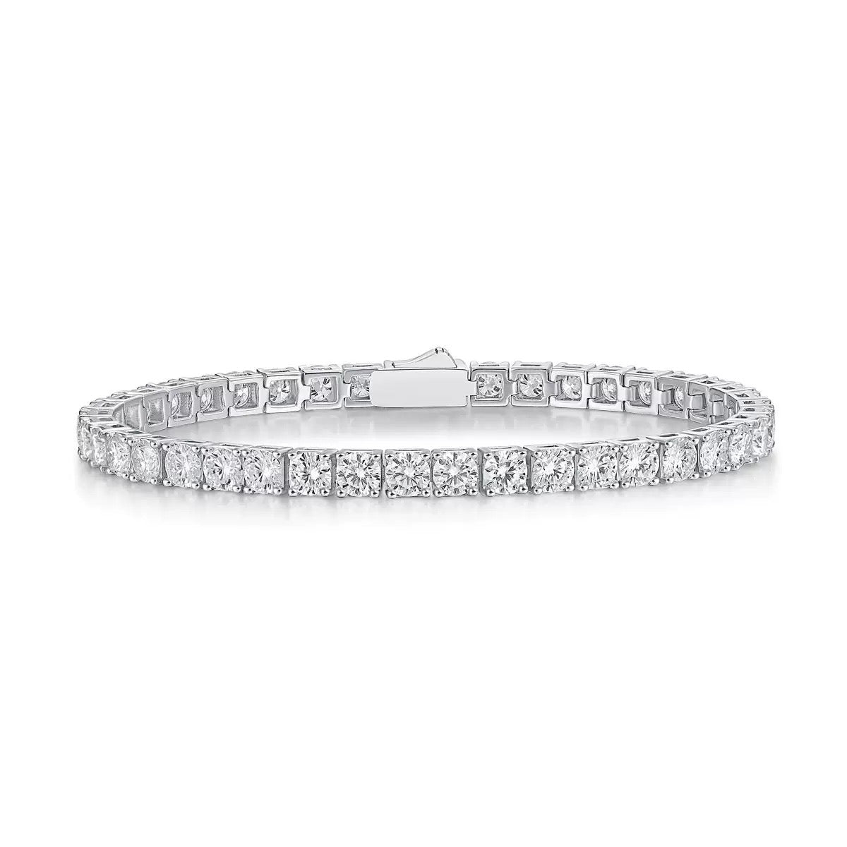 S925 Sterling Silver Baguette Cut Moissanite Tennis Bracelet for Women