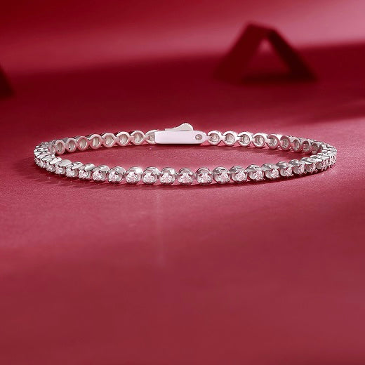 S925 Silver Round Moissanite Tennis Link Bracelet, Fashion Bracelet for Her