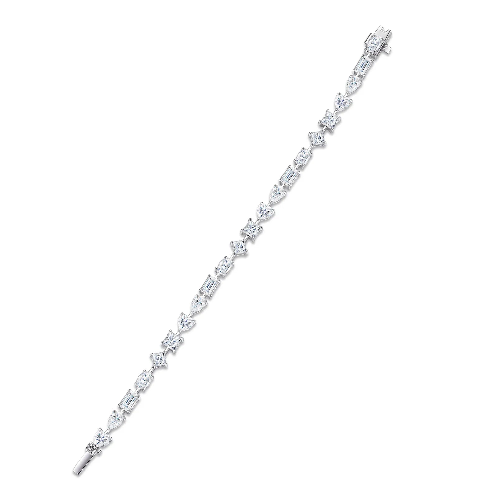 Elegant Multi‑Shape Mixed Cut Moissanite Tennis Bracelet for Ladies, S925 Silver Fine Jewelry