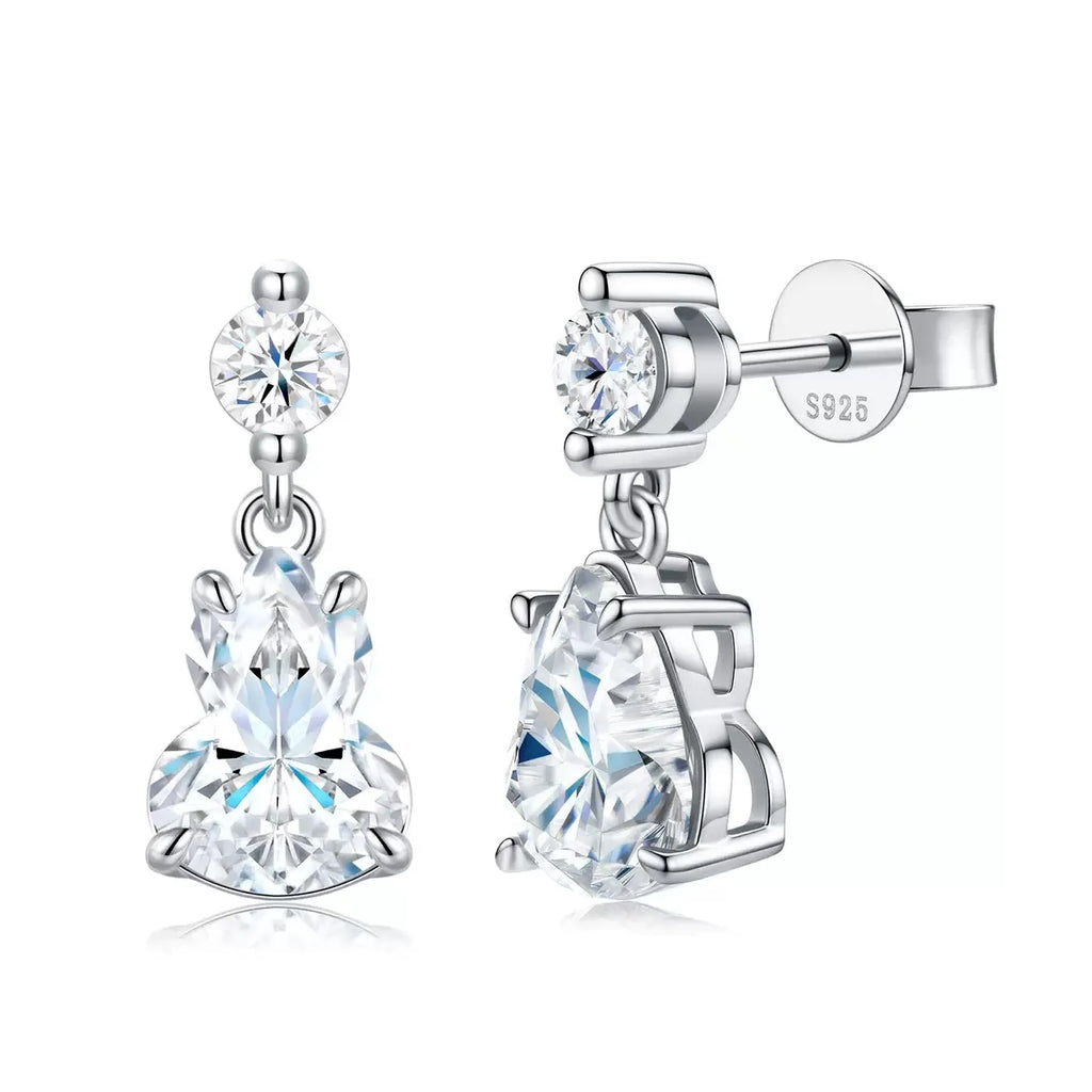 S925 Sterling Silver Gourd‑Shaped Moissanite Dangle Drop Earrings for Women