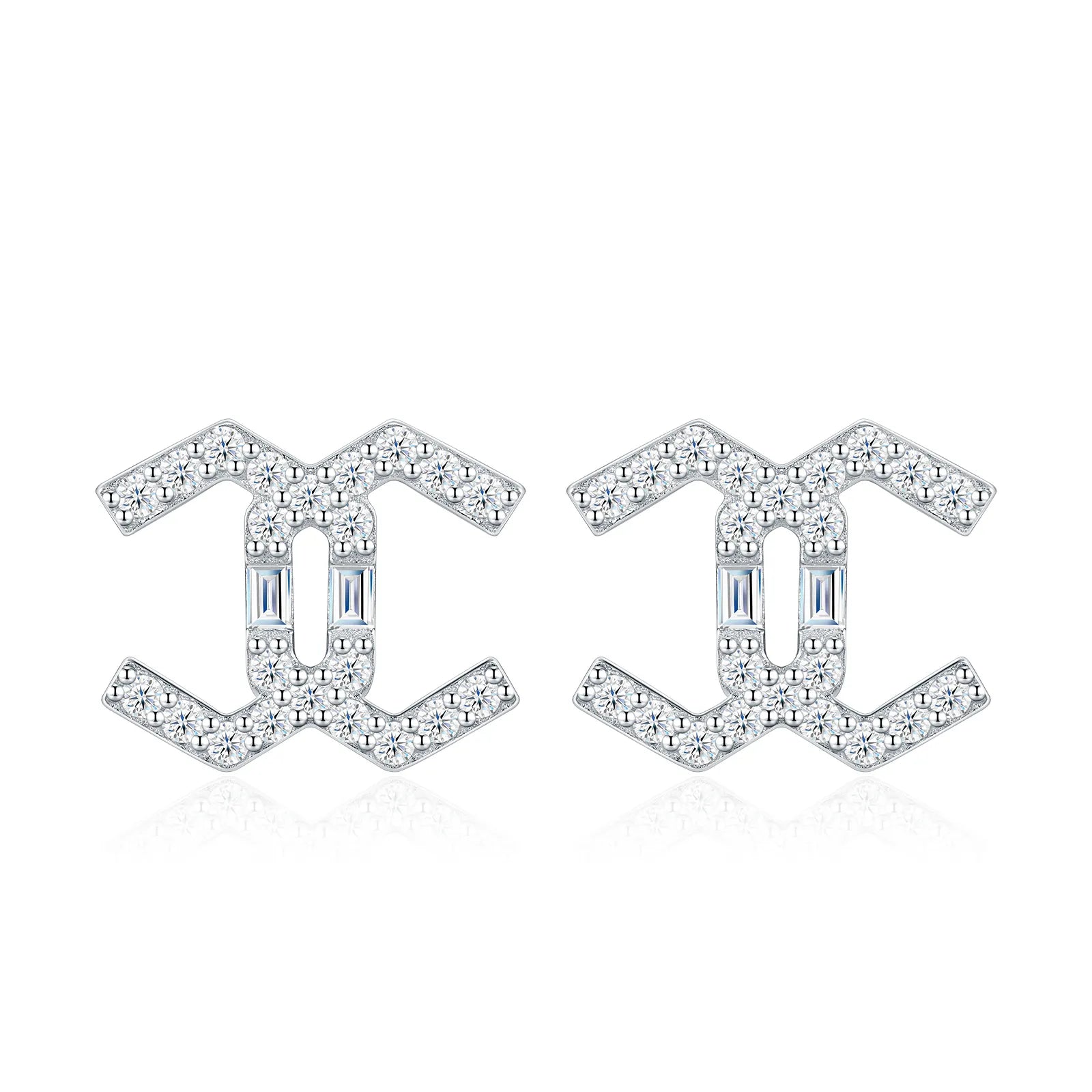 Sparkling Interlocking C‑Shaped Moissanite Stud Earrings S925 Silver for Women