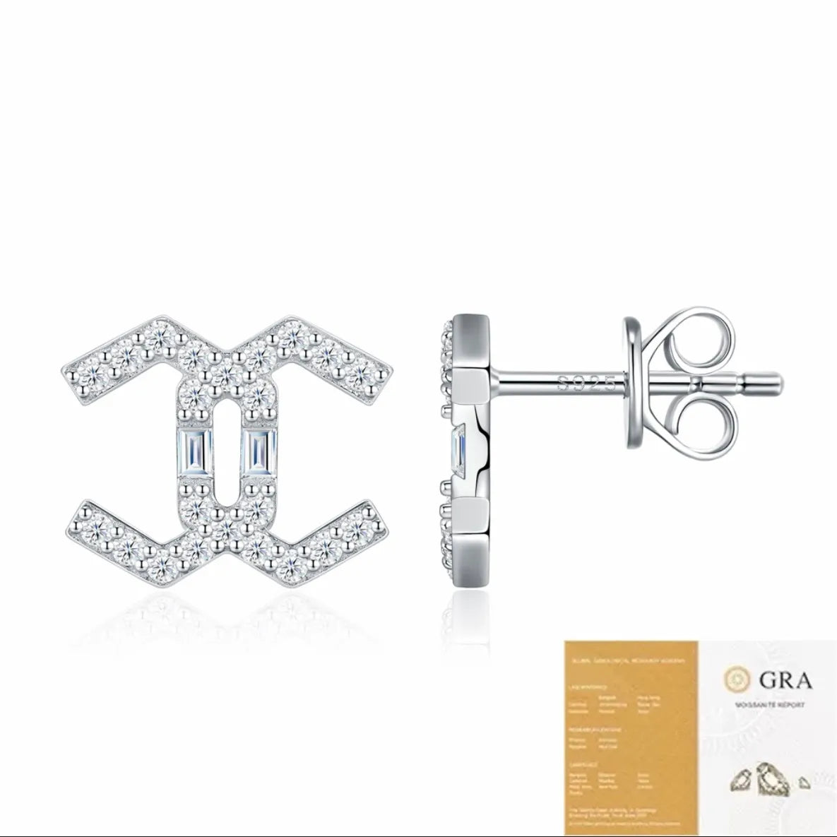 Sparkling Interlocking C‑Shaped Moissanite Stud Earrings S925 Silver for Women