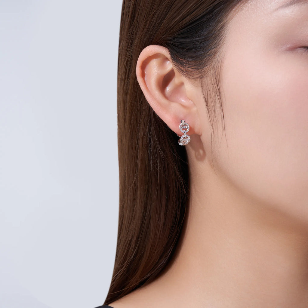 Double Circle Pave Moissanite Huggie Earrings S925 Silver