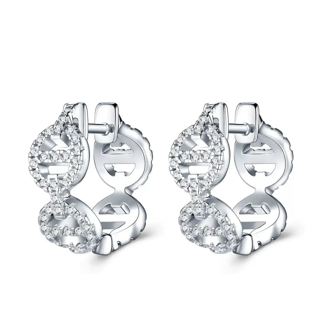 Double Circle Pave Moissanite Huggie Earrings S925 Silver
