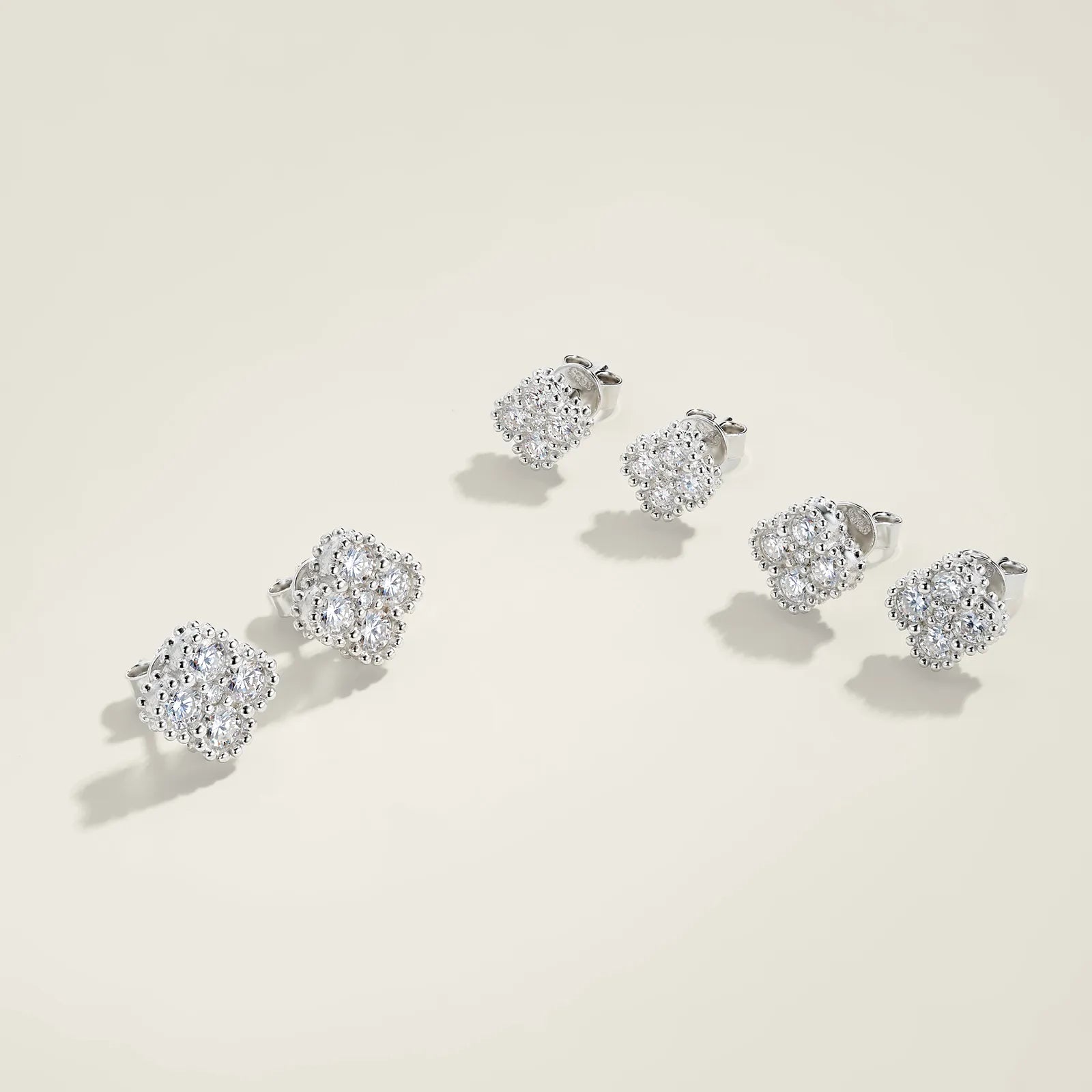 Four‑Leaf Clover Cluster Moissanite Stud Earrings S925 Sterling Silver for Women