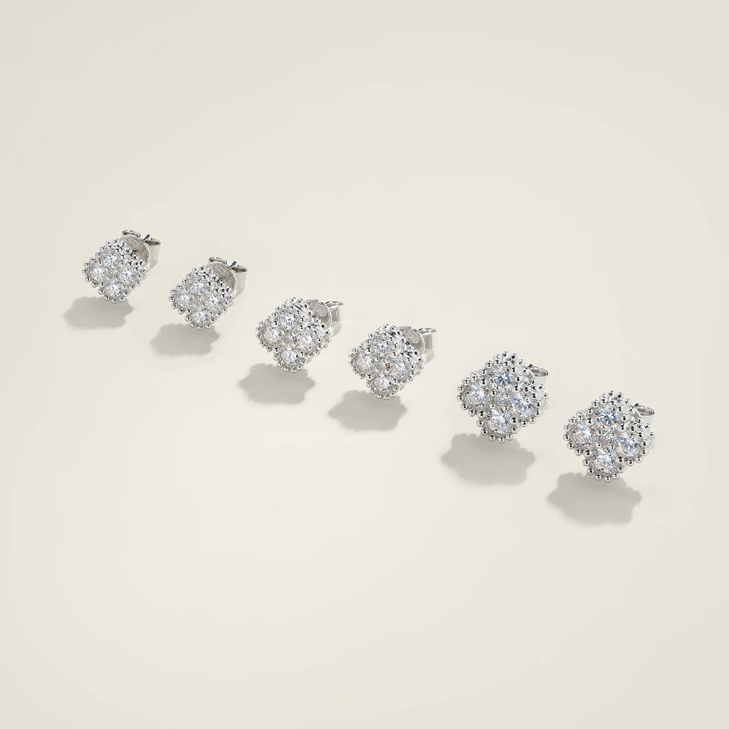 Four‑Leaf Clover Cluster Moissanite Stud Earrings S925 Sterling Silver for Women