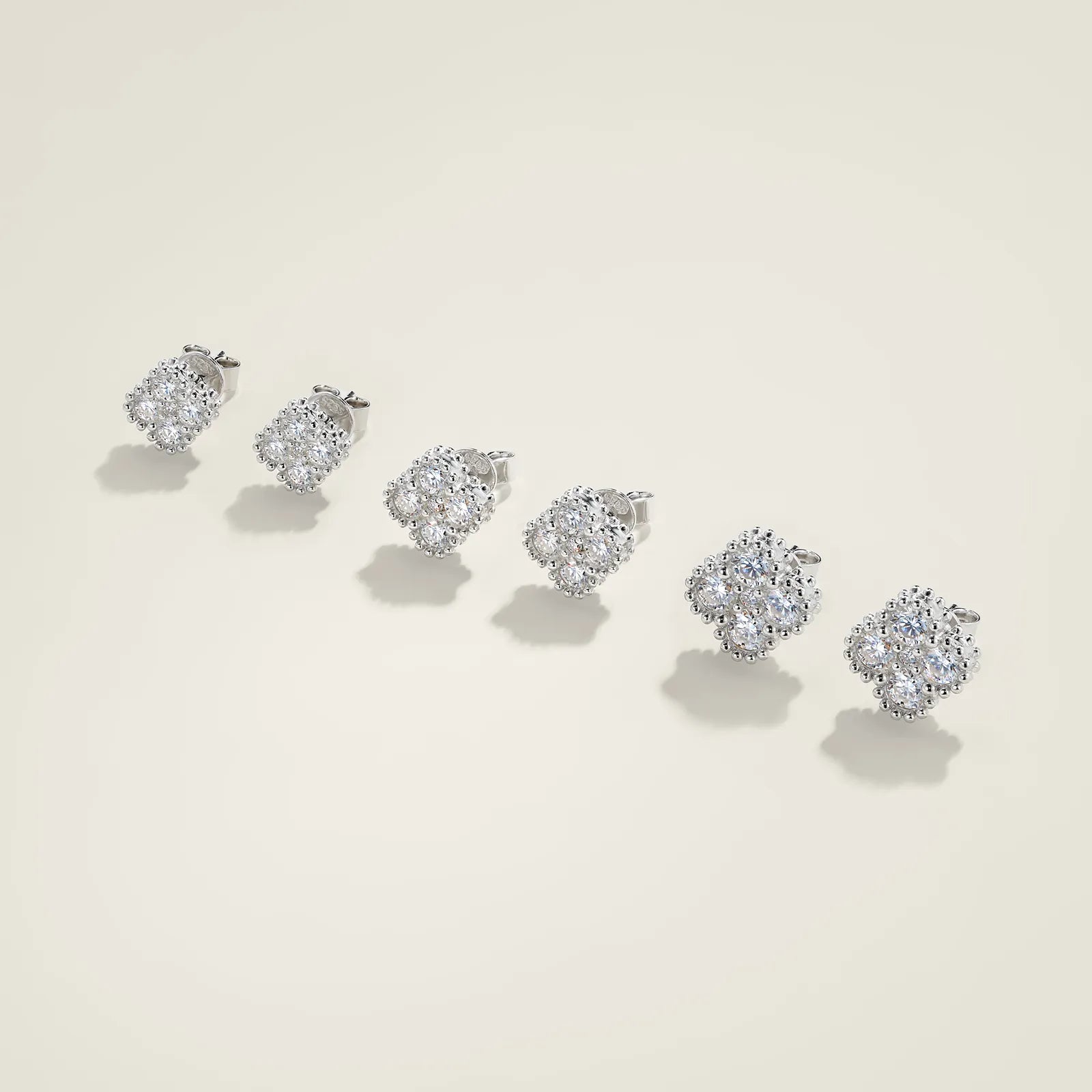 Four‑Leaf Clover Cluster Moissanite Stud Earrings S925 Sterling Silver for Women