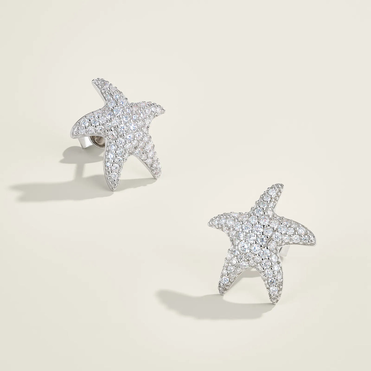S925 Silver Starfish Pave Moissanite Stud Earrings Women