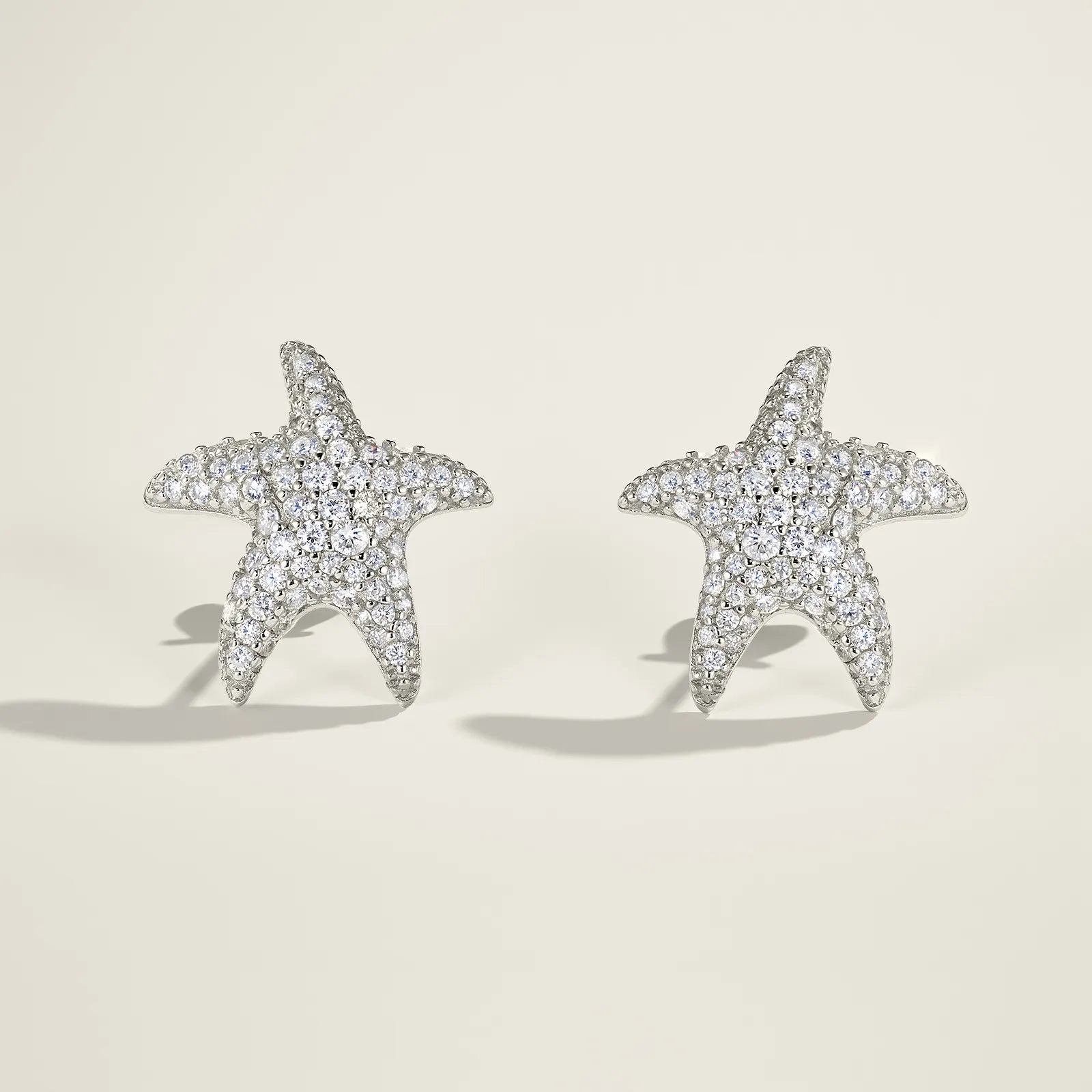 S925 Silver Starfish Pave Moissanite Stud Earrings Women