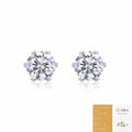 S925 Sterling Silver Round Cut 6‑Prong Moissanite Stud Earrings for Women