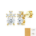 S925 Sterling Silver Gold‑Tone Bow Multi‑Stone Moissanite Stud Earrings for Women