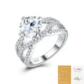 Round Cut Moissanite Engagement Ring S925 Sterling Silver Criss‑Cross Pave Band
