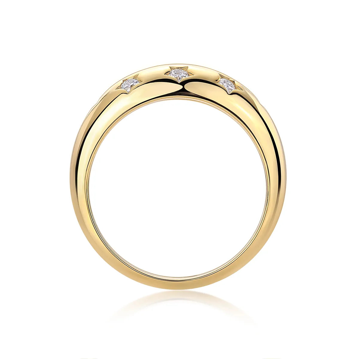 Women S925 Silver Star Moissanite Dome Stackable Statement Band Ring