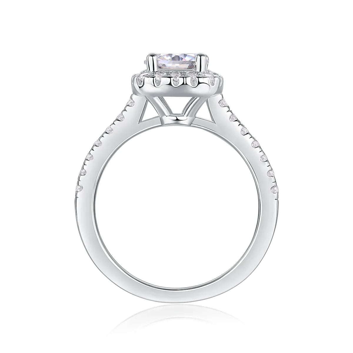 Women S925 Silver Cushion Halo Moissanite Pave Band Engagement Ring