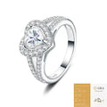 Women S925 Silver Heart Halo Moissanite Split Shank Engagement Ring
