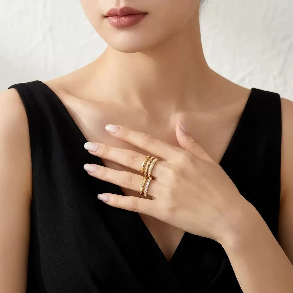 5Pcs Stackable Moissanite Band Ring Set S925 Silver Eternity Wedding Bands for Women