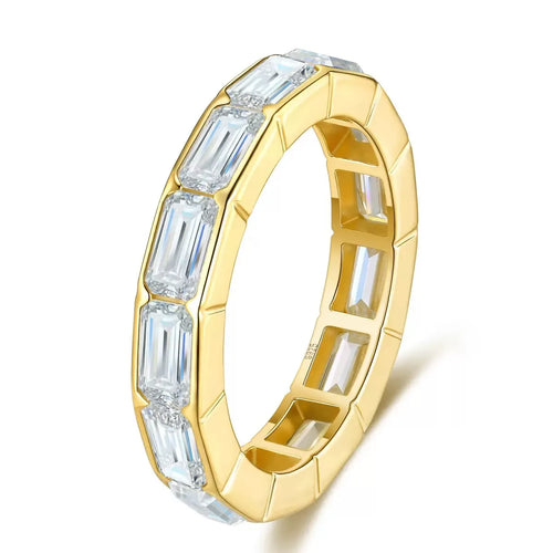Baguette Cut Moissanite Eternity Band Ring S925 Silver Wedding Band for Women