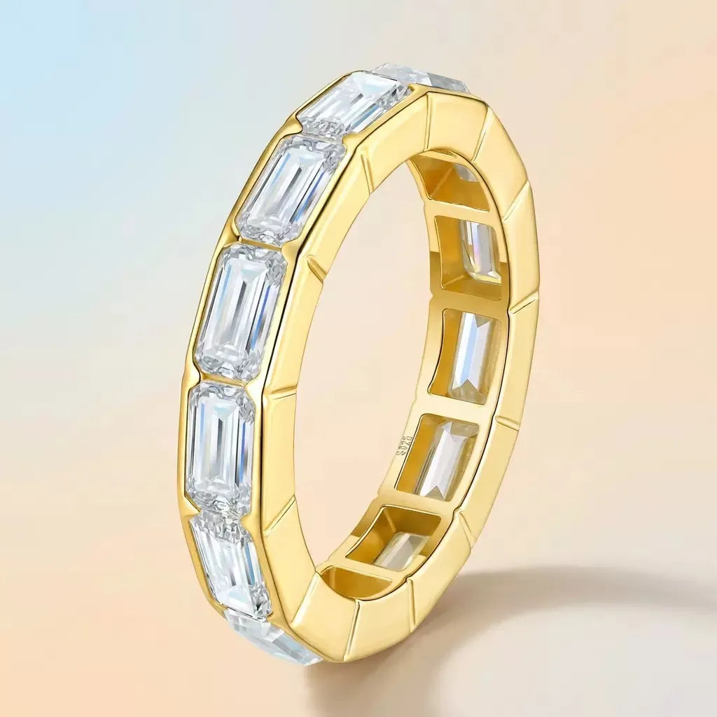 Baguette Cut Moissanite Eternity Band Ring S925 Silver Wedding Band for Women