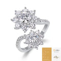 Two‑Flower Moissanite Ring S925 Silver Engagement Ring for Women