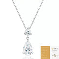 S925 Sterling Silver Pear‑Cut Moissanite Pendant Necklace, Hypoallergenic Teardrop Jewelry Gift for Women