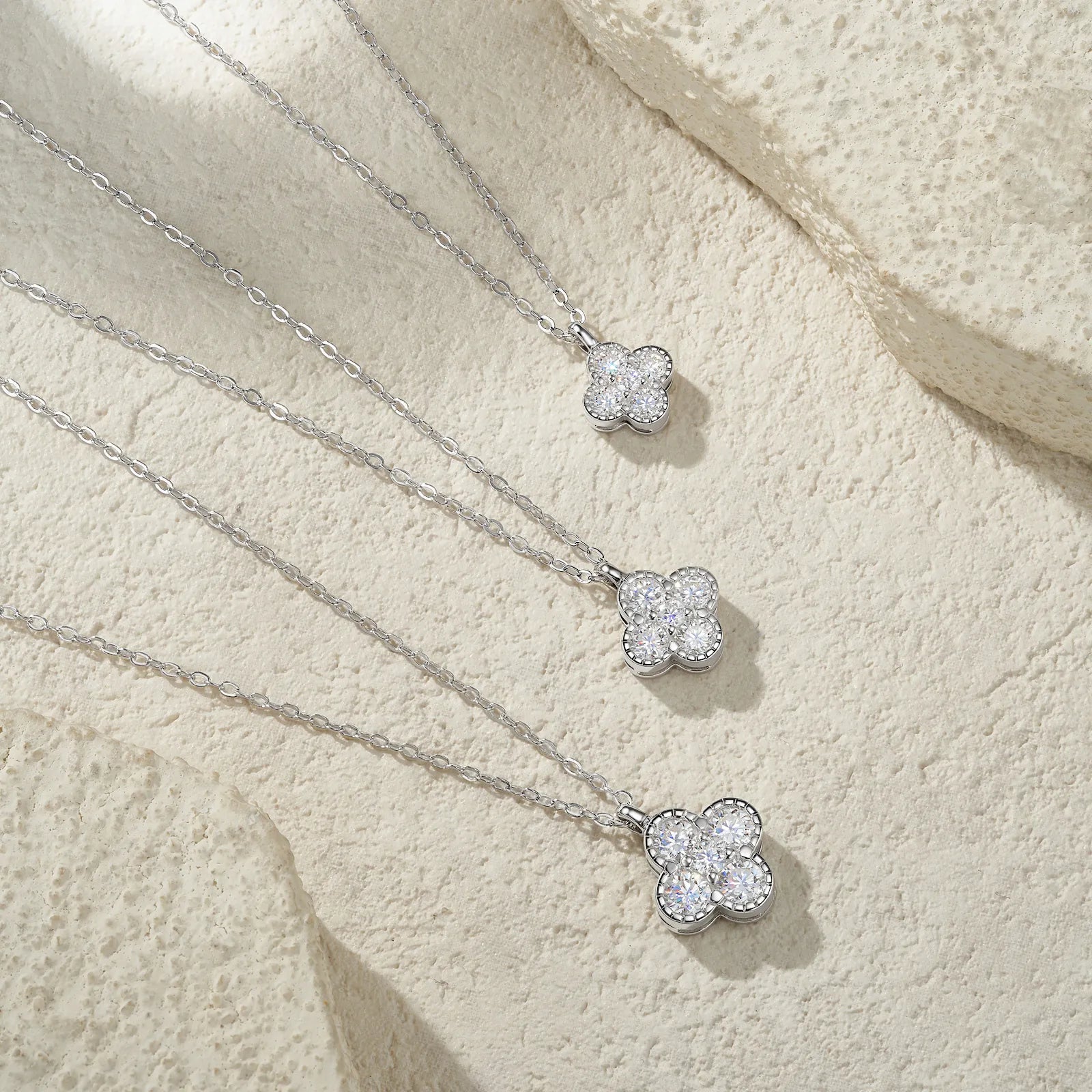 S925 Sterling Silver Four‑Leaf Clover Necklace for Women, Moissanite Pendant Necklace