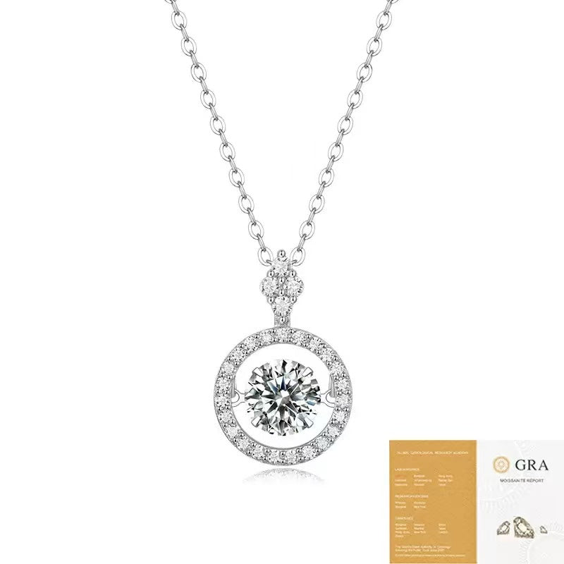Women Classic Double‑Halo Round Moissanite Pendant Necklace S925 Sterling Silver for Party & Daily Wear