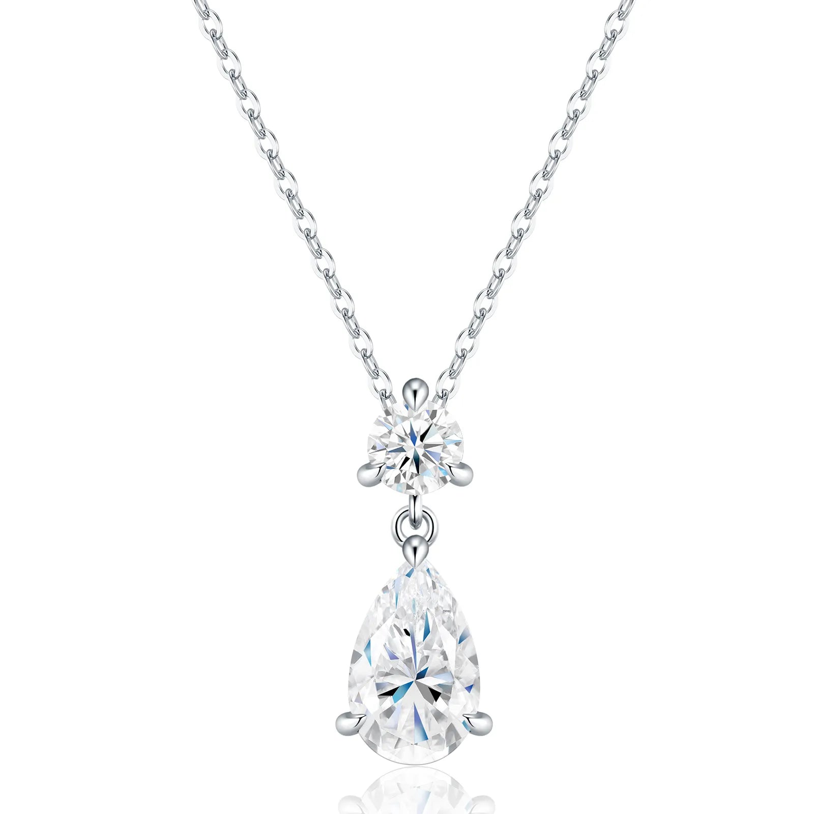 S925 Sterling Silver Pear‑Cut Moissanite Pendant Necklace, Hypoallergenic Teardrop Jewelry Gift for Women
